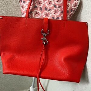 Rebecca Minkoff BRIGHT Orange/Red Leather Tote Bag NWT